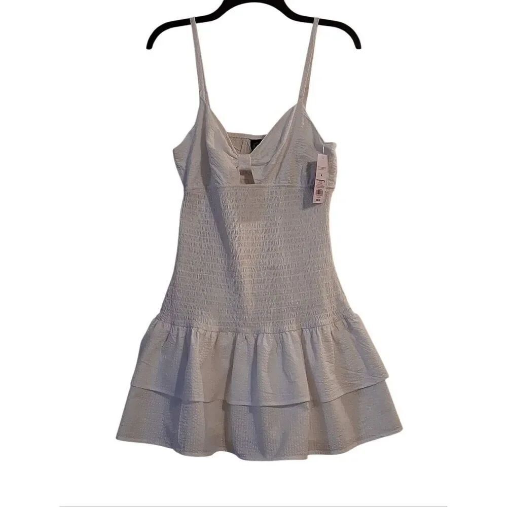 Wild Fable Game Day Womens Ruffled Gingham Medium White Dress Retail 30.00